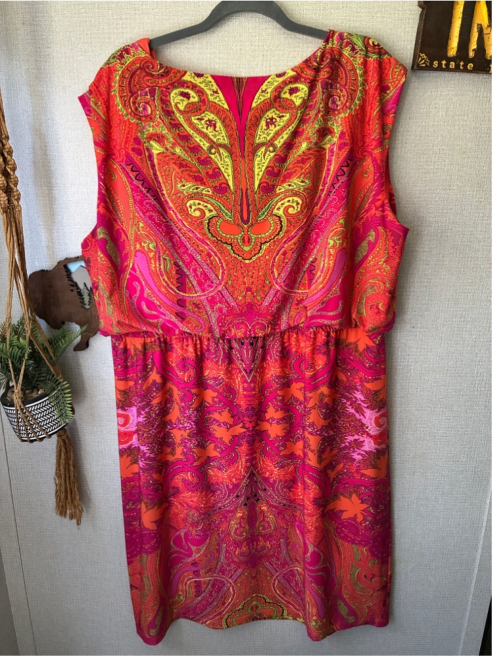 Women's Peter Nygard Paisley Print Dress XL Pink Orange